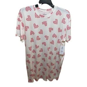 Joyspun Dreamy Soft Sleepshirt White Red Floral Heart Print L/XL NWT